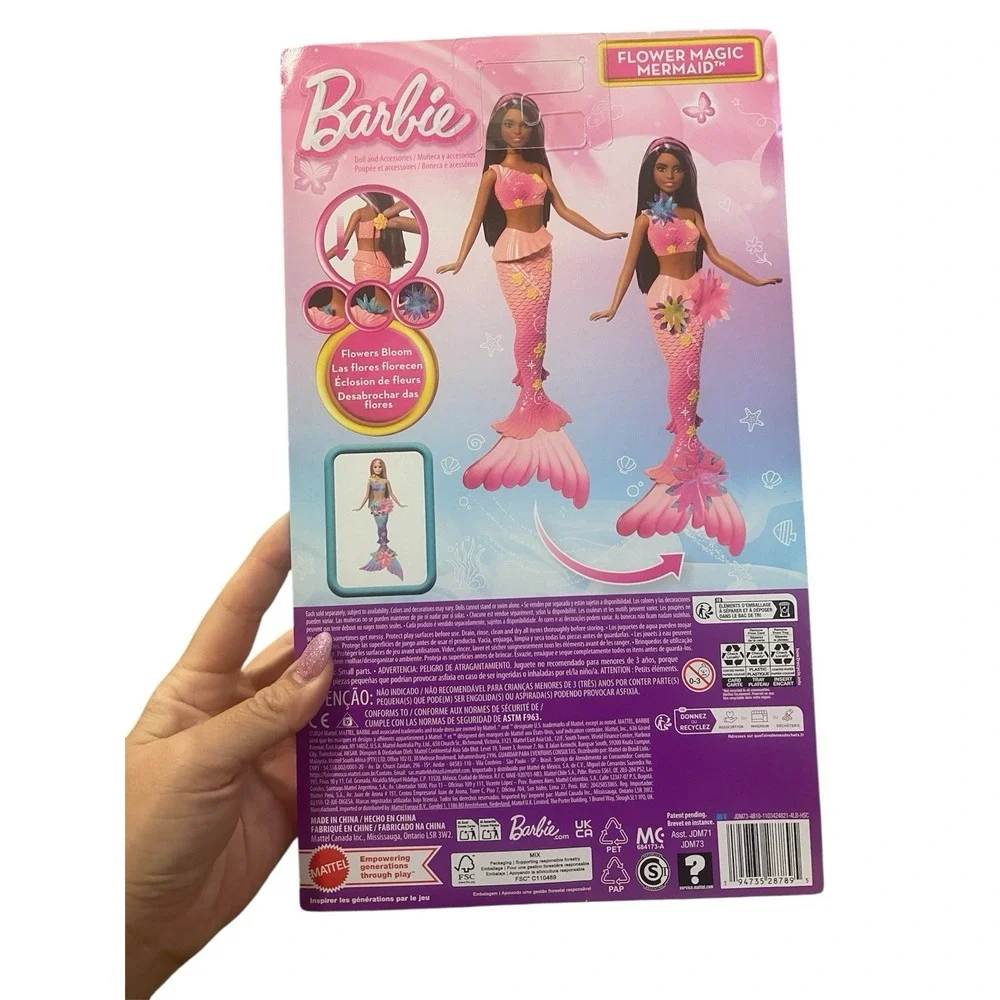 Barbie Flower Magic Mermaid Doll Pink Blooming Flowers Floral Tail Mattel 3+ NIB